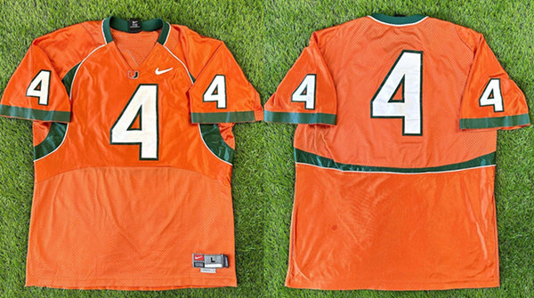 Men's Miami Hurricanes ACTIVE PLAYER Custom Orange Stitched Football Stitched Jersey